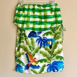 NEW FARM Rio Tropical Fresh Short Swimsuit Cover Up Green Blue Multicolor Size S